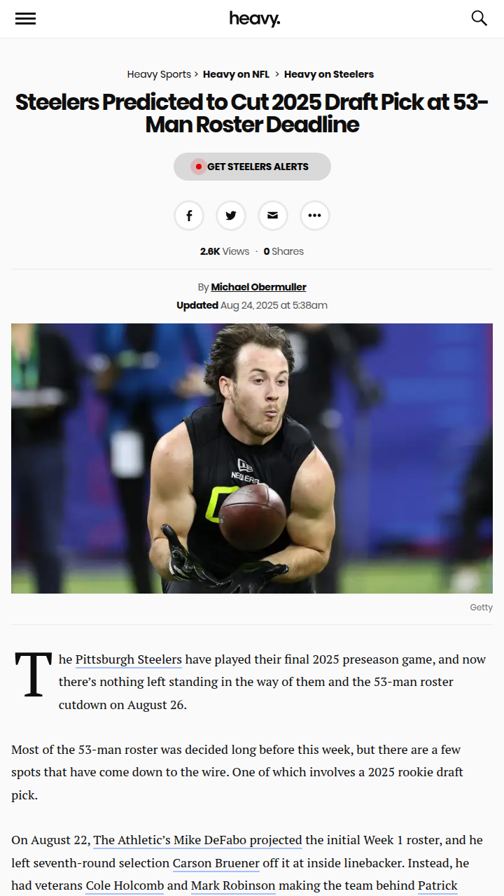 Steelers rookie faces tough roster cut