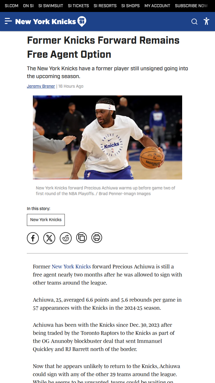 Where Will Precious Land After Knicks Exit?