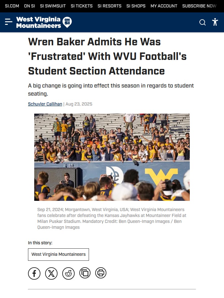 WVU shakes up student seating for football games