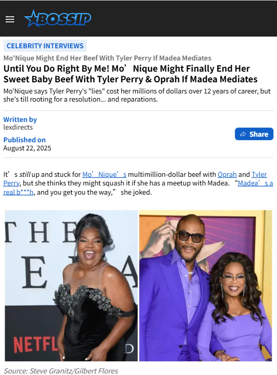 Mo’Nique Wants Madea to Mediate the Drama 😂