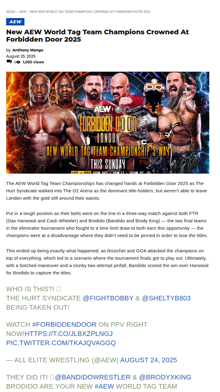 AEW Forbidden Door: Brodido Shocks Tag Division