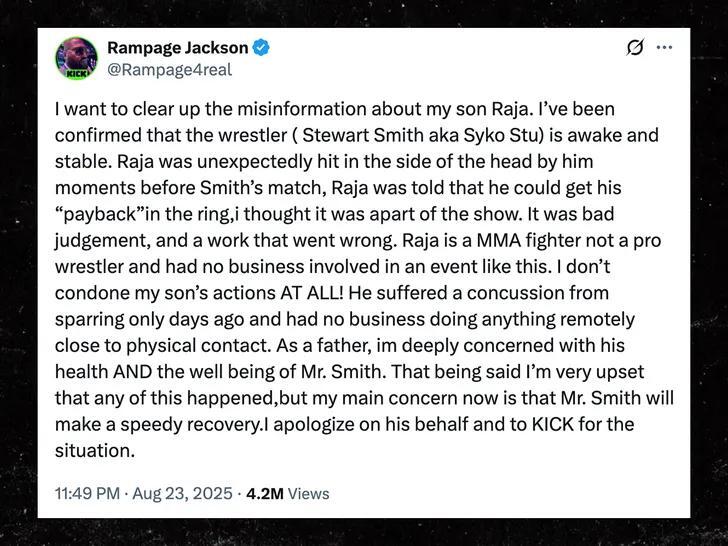 Raja Jackson slammed after shocking wrestling brawl