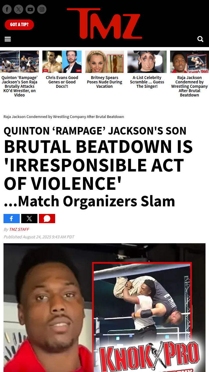 Raja Jackson slammed after shocking wrestling brawl