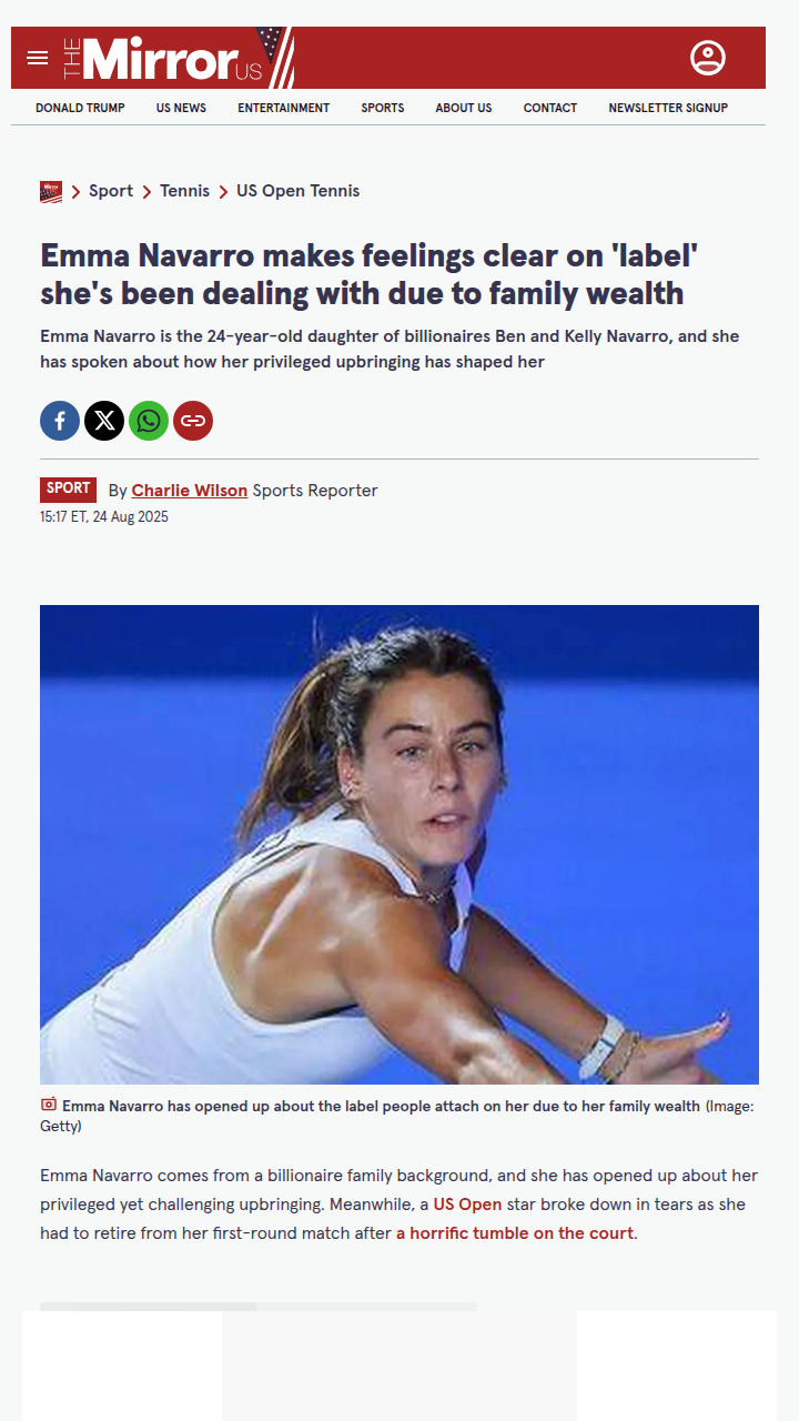 Navarro Shuts Down 'Privileged' Label at US Open