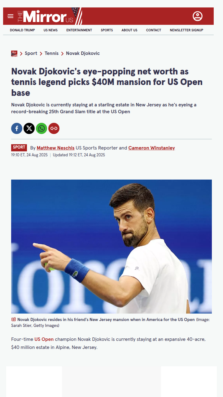 Djokovic’s $40M NJ mansion: The secret to his US Open edge?