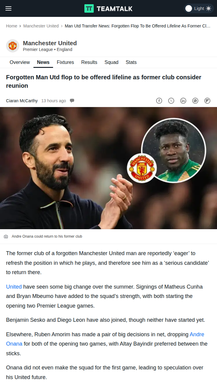 Onana-Inter Reunion? United's Keeper Drama