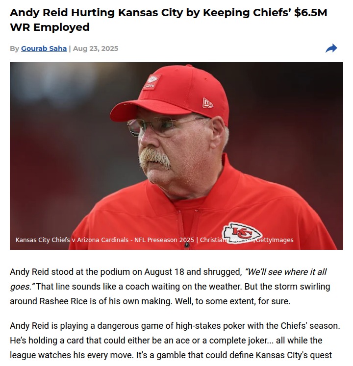 Is Andy Reid risking the Chiefs’ season on Rashee Rice?