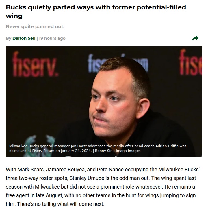 Bucks move on from Stanley Umude—what’s next?
