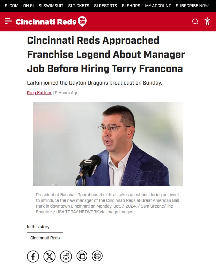 Barry Larkin turned down Reds manager job