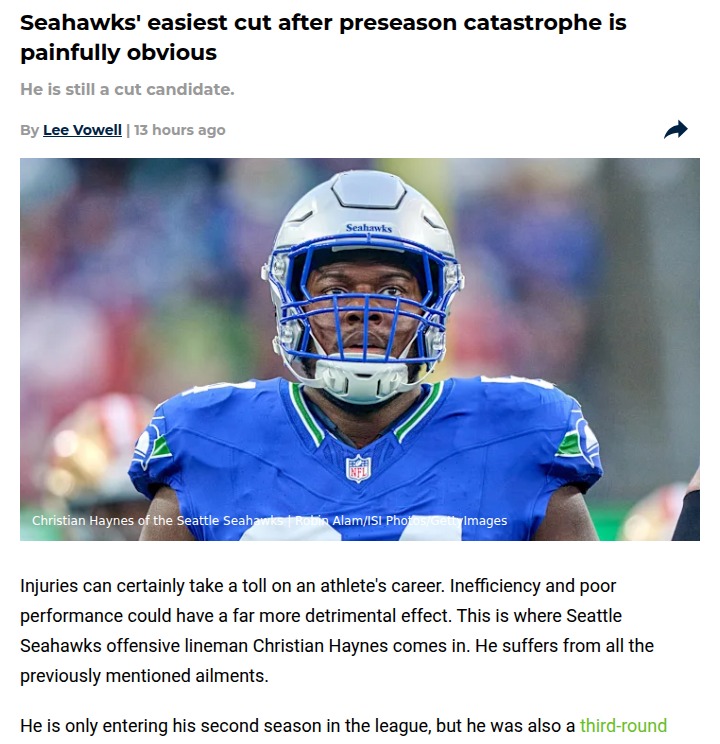 Seahawks’ tough call: Time to move on from Haynes?