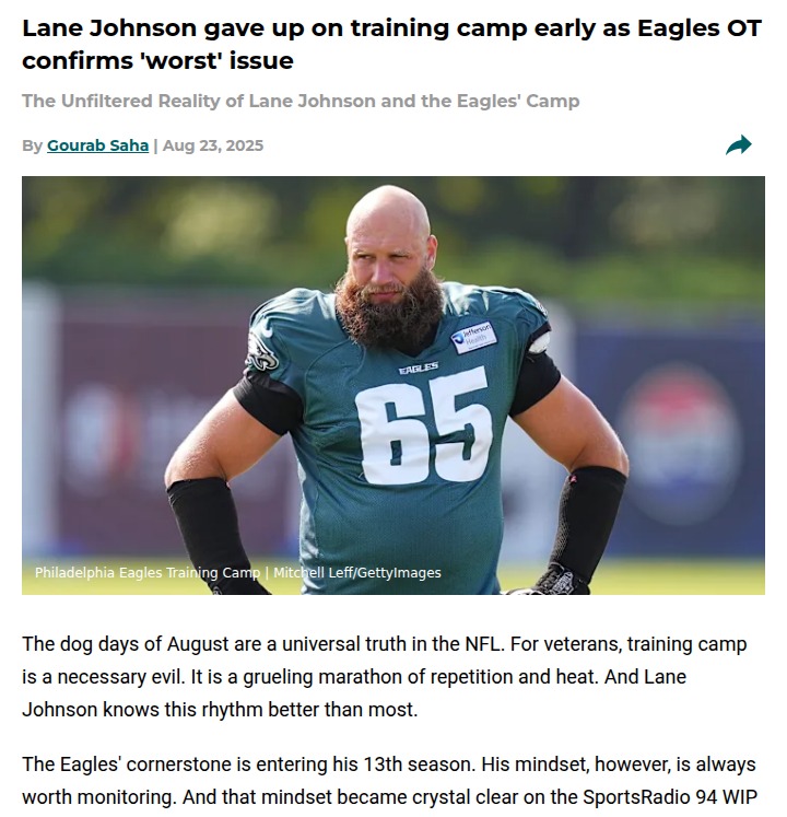Lane Johnson’s honesty reveals Eagles’ real preseason challenge