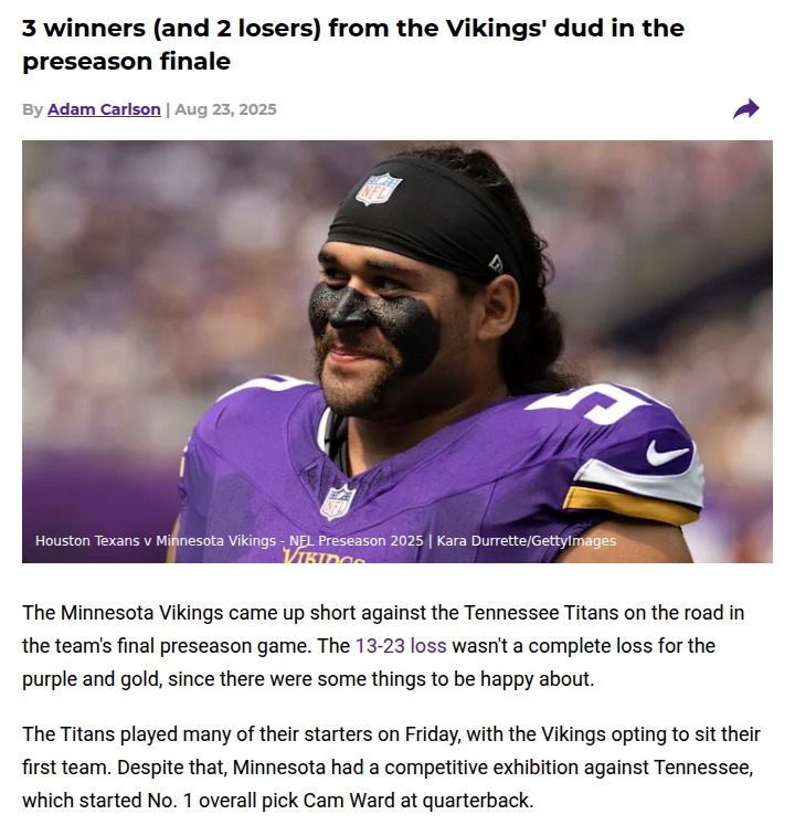 Vikings’ preseason finale: Who shined, who stumbled