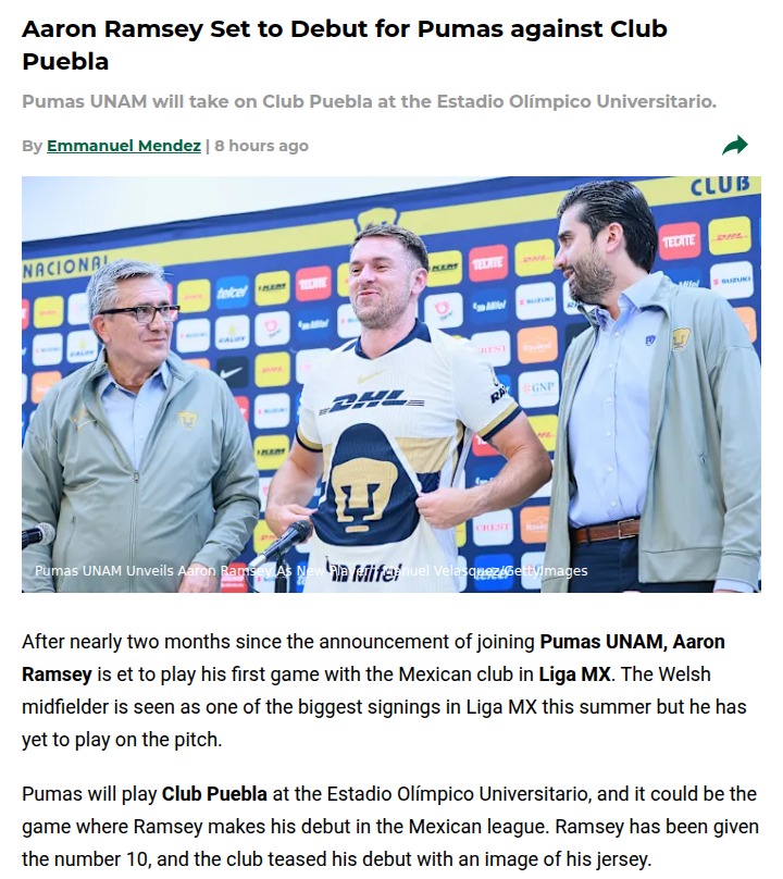 Pumas vs Puebla: Ramsey’s Liga MX Debut Night!