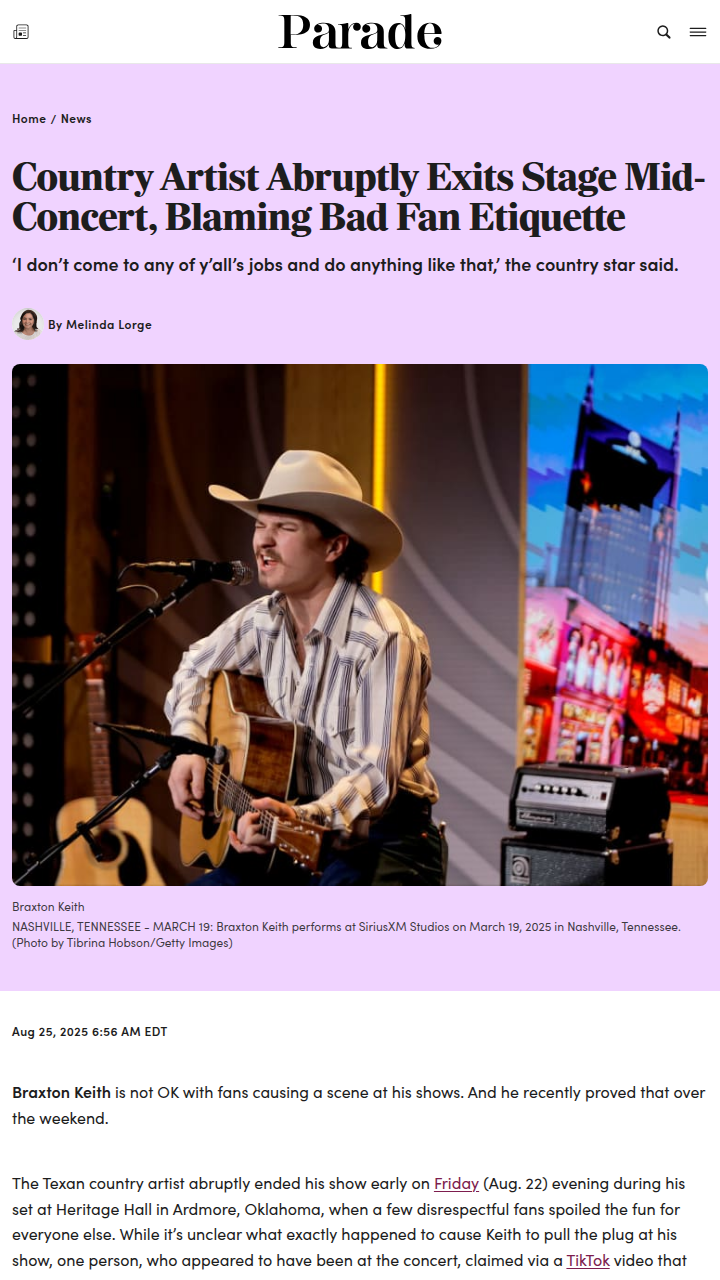 Country star walks off Ardmore stage over fan chaos