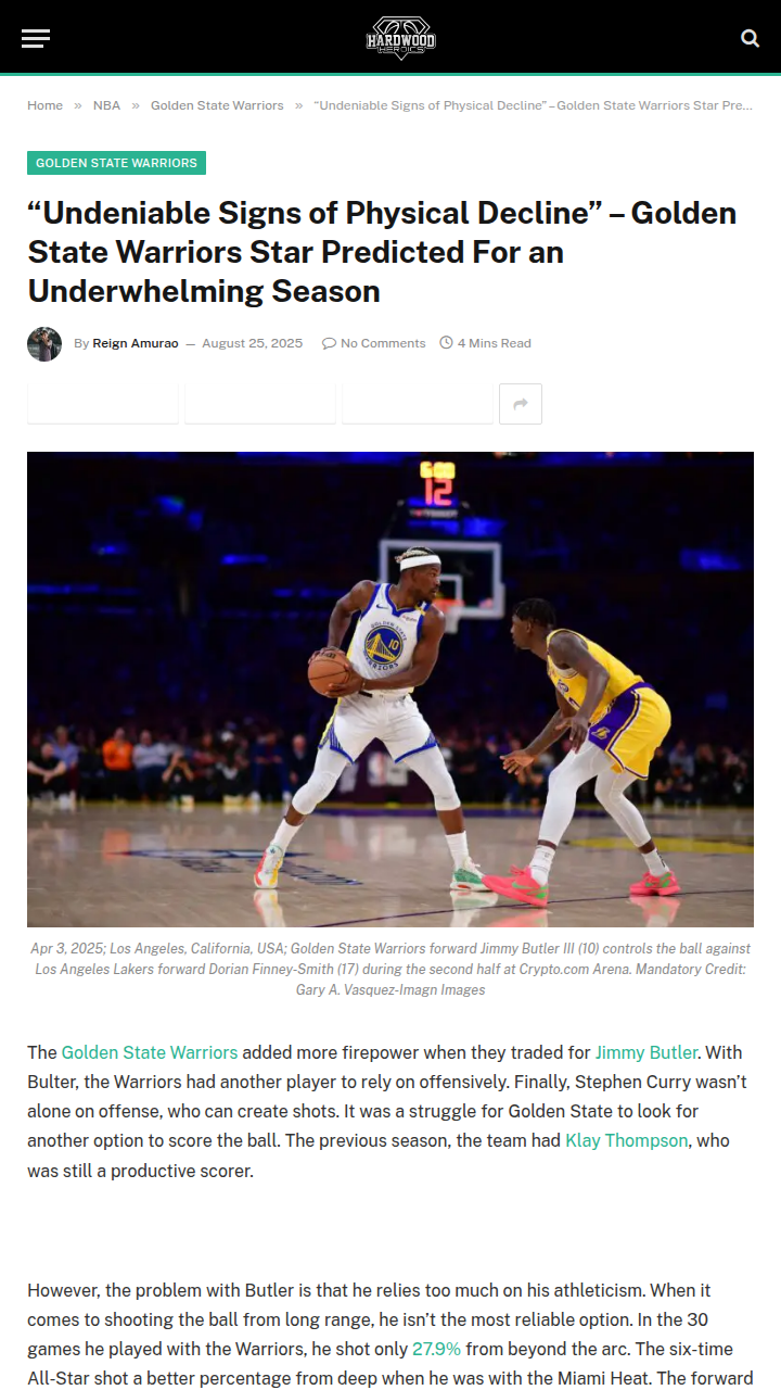 Is Jimmy Buckets Slowing Down for the Dubs?