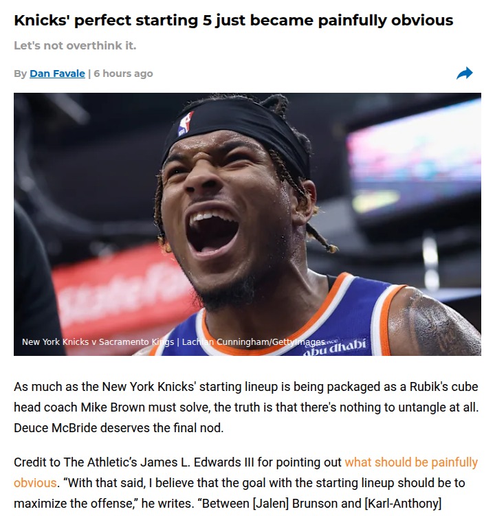 Knicks fans, this starting five could change everything