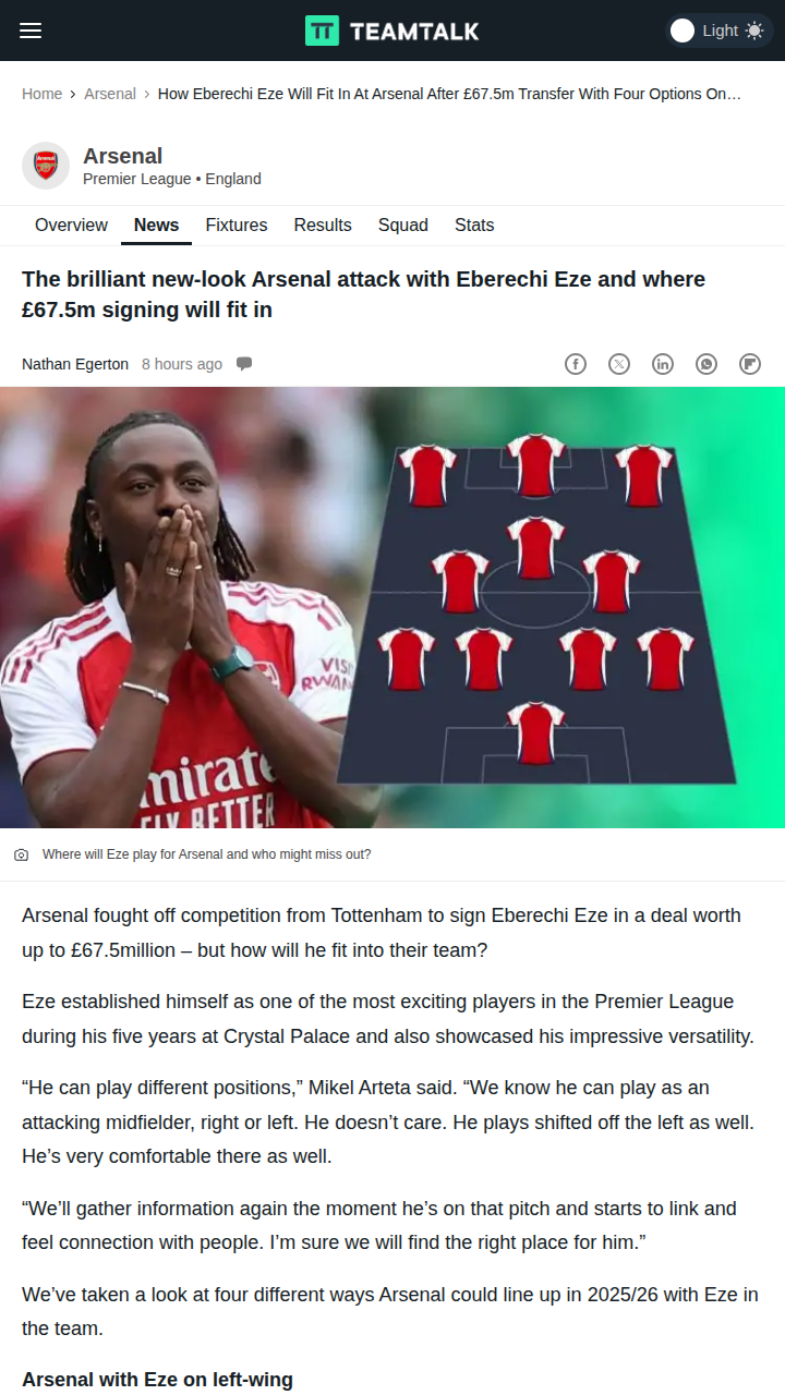 Eze Joins Gunners: Left-Side Rivalry Brewing?