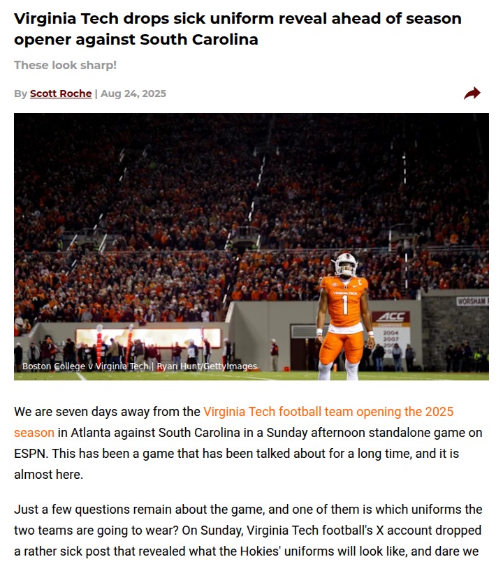 Virginia Tech’s bold new uniforms turn heads