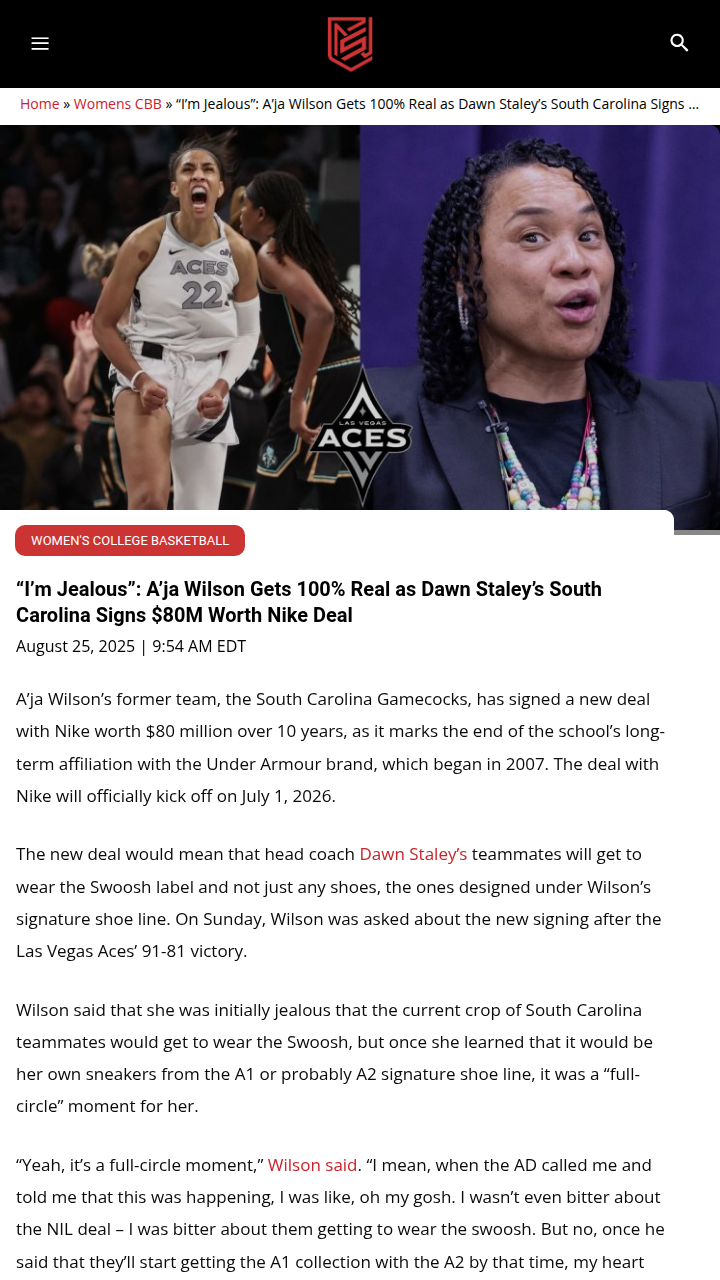 Gamecocks’ $80M Nike Era: A’ja’s Full-Circle Moment