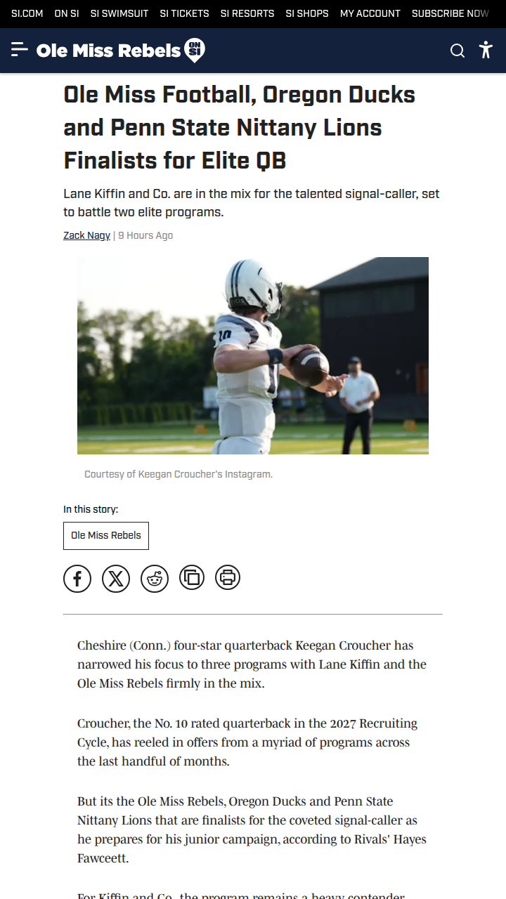 Elite QB Keegan Croucher Down to 3: Who Wins?