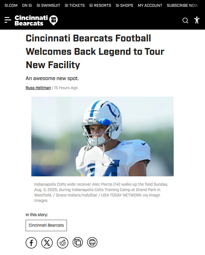 Bearcats legend Alec Pierce tours new facility