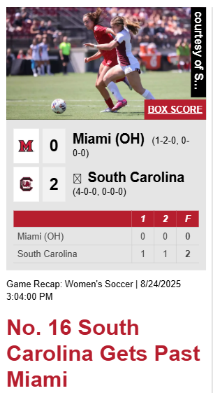 South Carolina soccer stays perfect at home