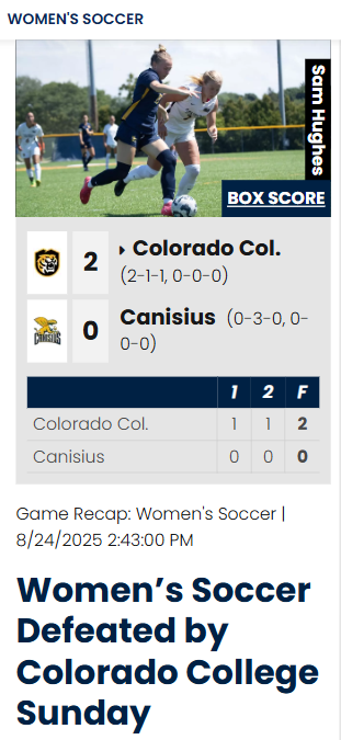 Colorado College stuns Canisius women’s soccer in Buffalo