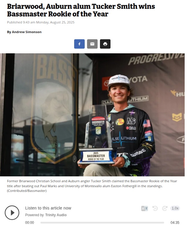 Birmingham’s Tucker Smith makes fishing history