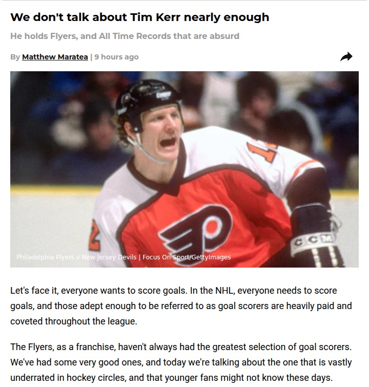 Tim Kerr: The Flyers’ forgotten scoring machine
