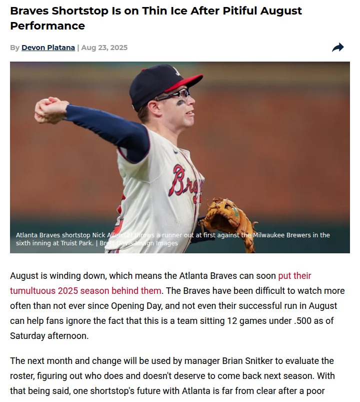 Braves shortstop’s struggles could shake up 2025