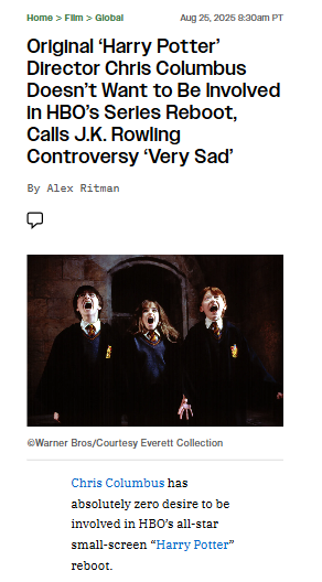 Chris Columbus Shuts Down HBO Potter Reboot 🚫