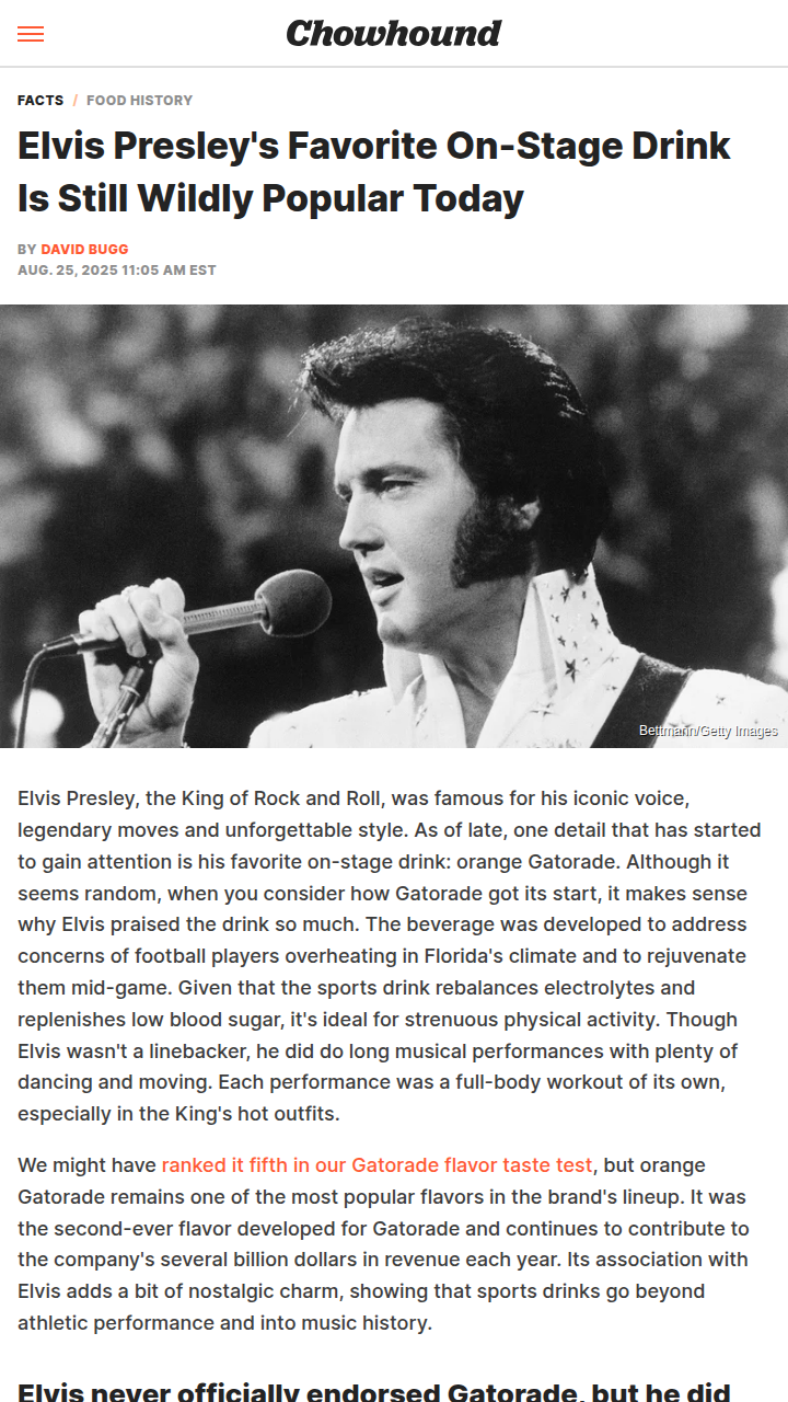 Elvis & Orange Gatorade: The Unofficial Endorsement 🍊