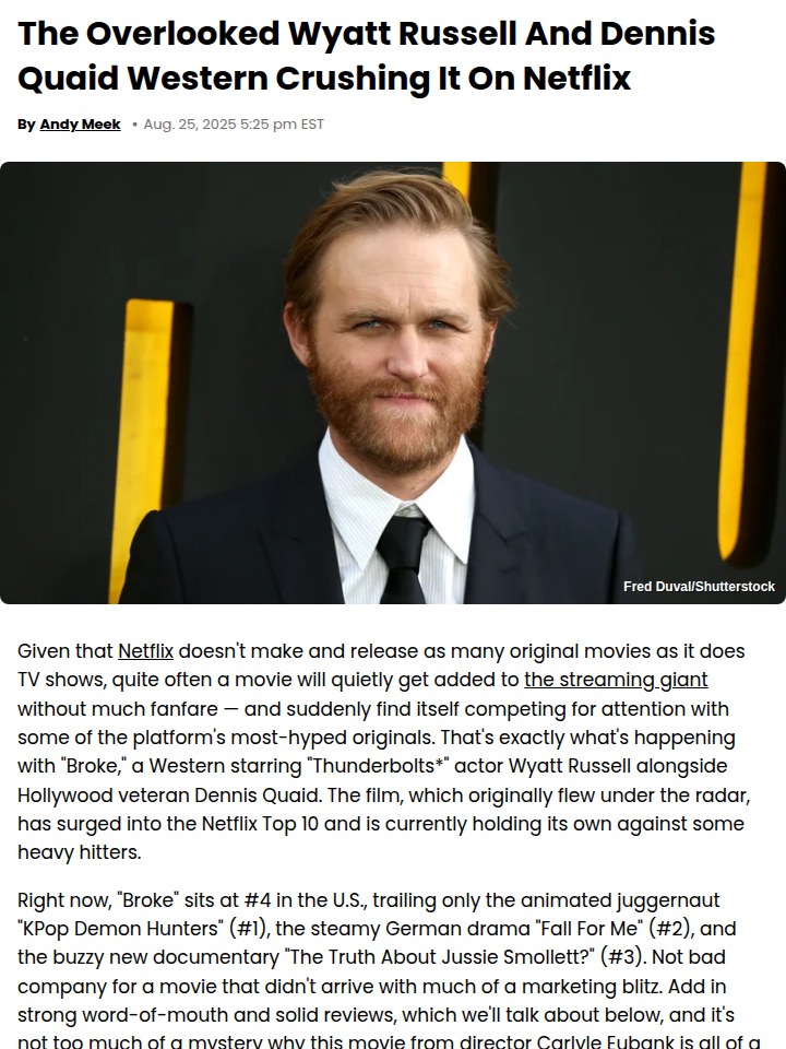 Wyatt Russell & Quaid’s Western Is Netflix’s Secret Hit 🤠