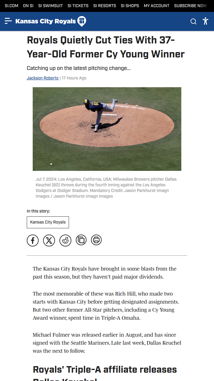 Royals move on from Cy Young winner Keuchel