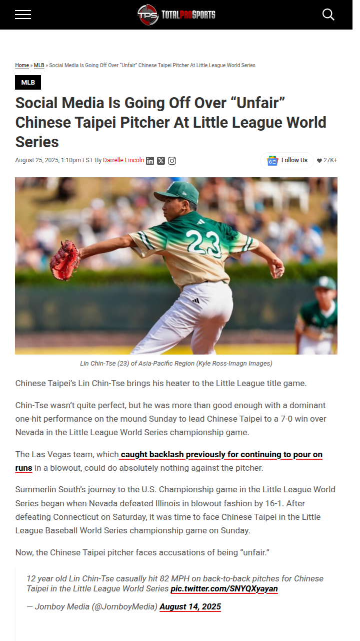 Lin Chin-Tse Dominates Little League World Series