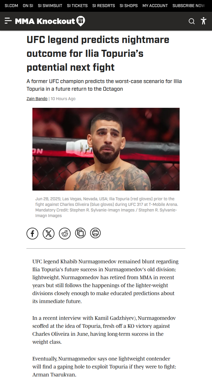 Khabib Doubts Topuria’s Lightweight Hype