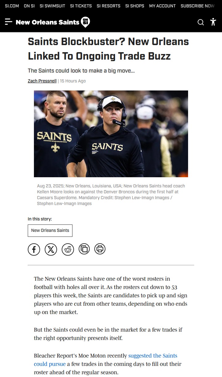 Saints eye bold roster moves before season