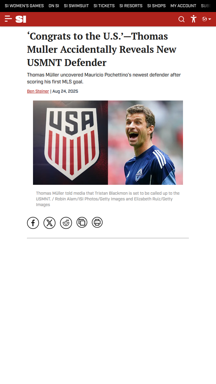 Müller Spills the Beans: Blackmon to USMNT?