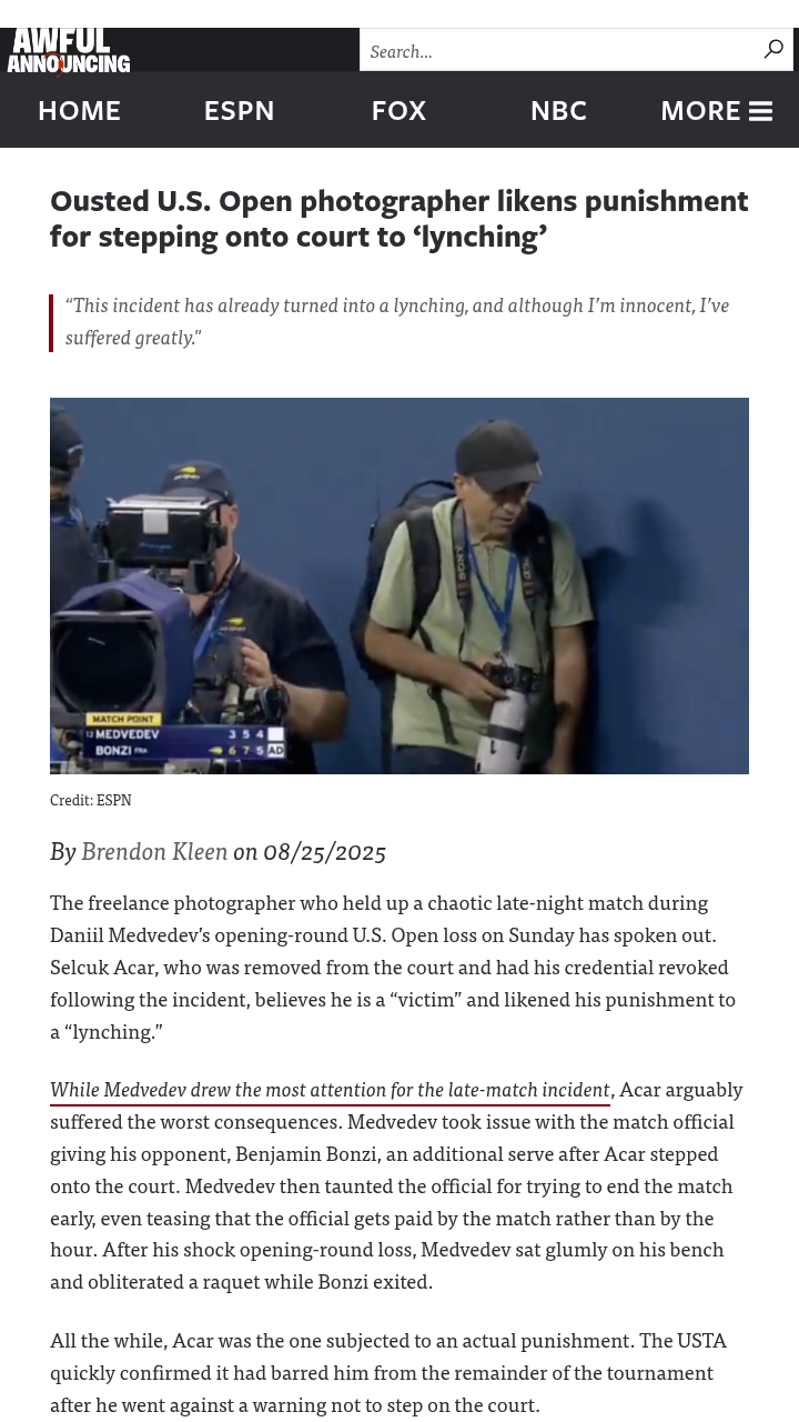 Medvedev Match Chaos: Photographer Speaks Out