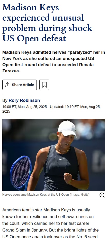 Madison Keys’ nerves spark US Open shock