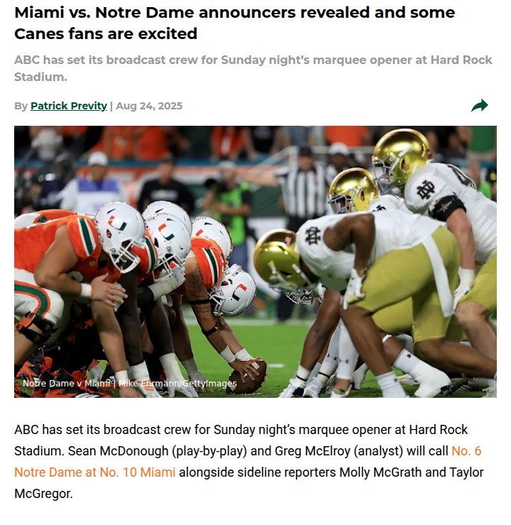 Miami’s ABC primetime opener: More than just announcers