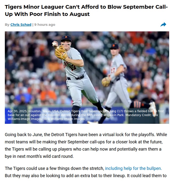Jace Jung’s late-season surge could spark Tigers’ playoff run