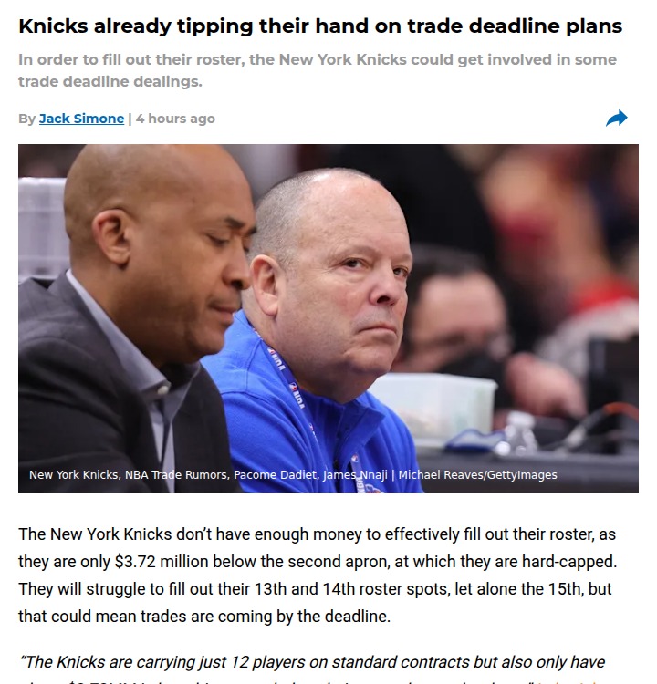 Knicks’ trade deadline moves could shake things up