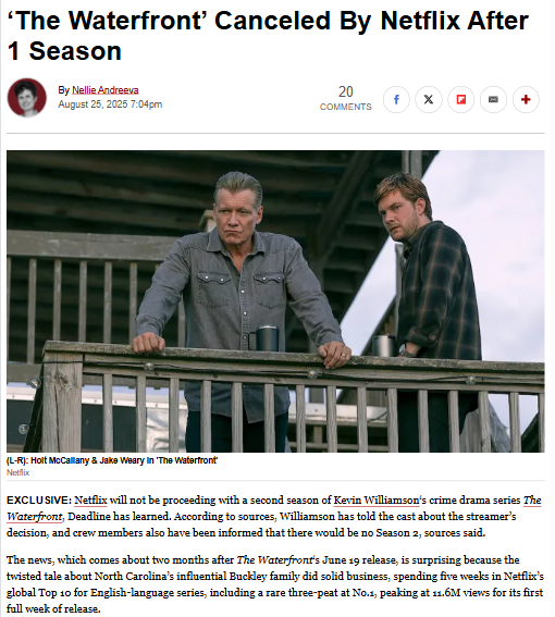 Netflix Drops ‘The Waterfront’ After 1 Season 😱