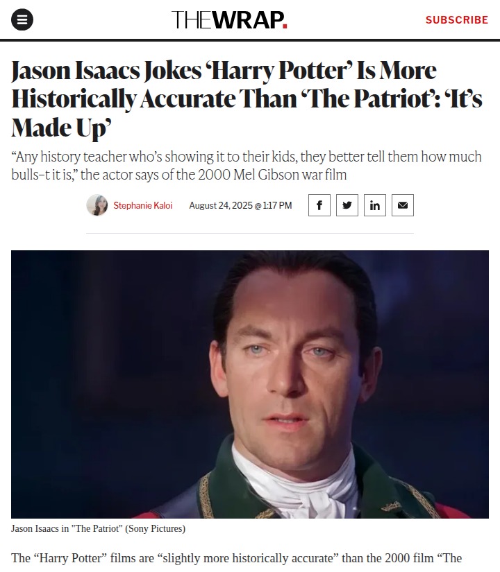 Jason Isaacs Throws Shade at 'The Patriot' 😂