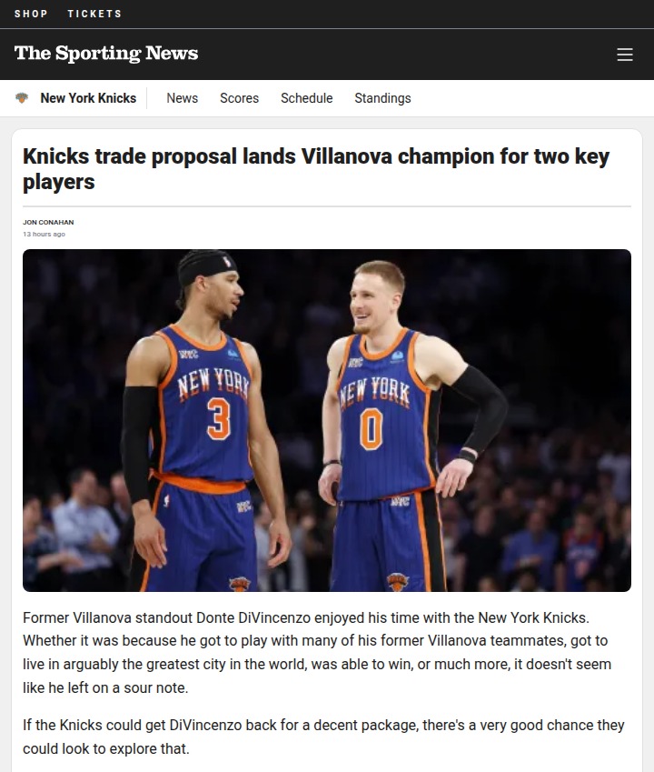 Knicks Eye Nova Champ DiVincenzo Reunion?
