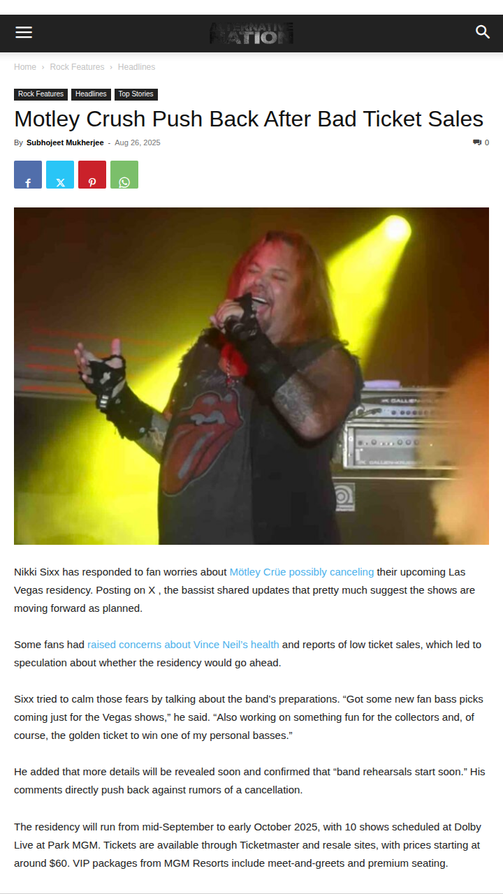 Mötley Crüe’s Vegas residency rumors shut down