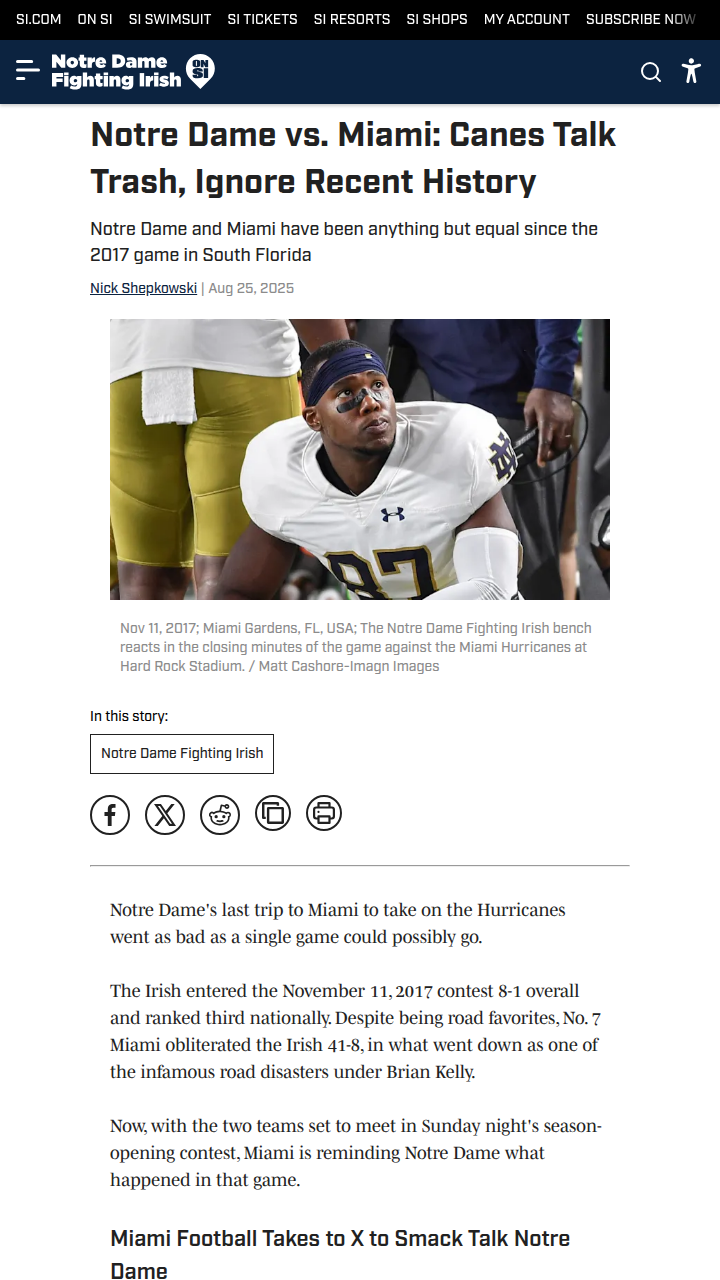 Irish vs. Canes: Time to Rewrite the Script