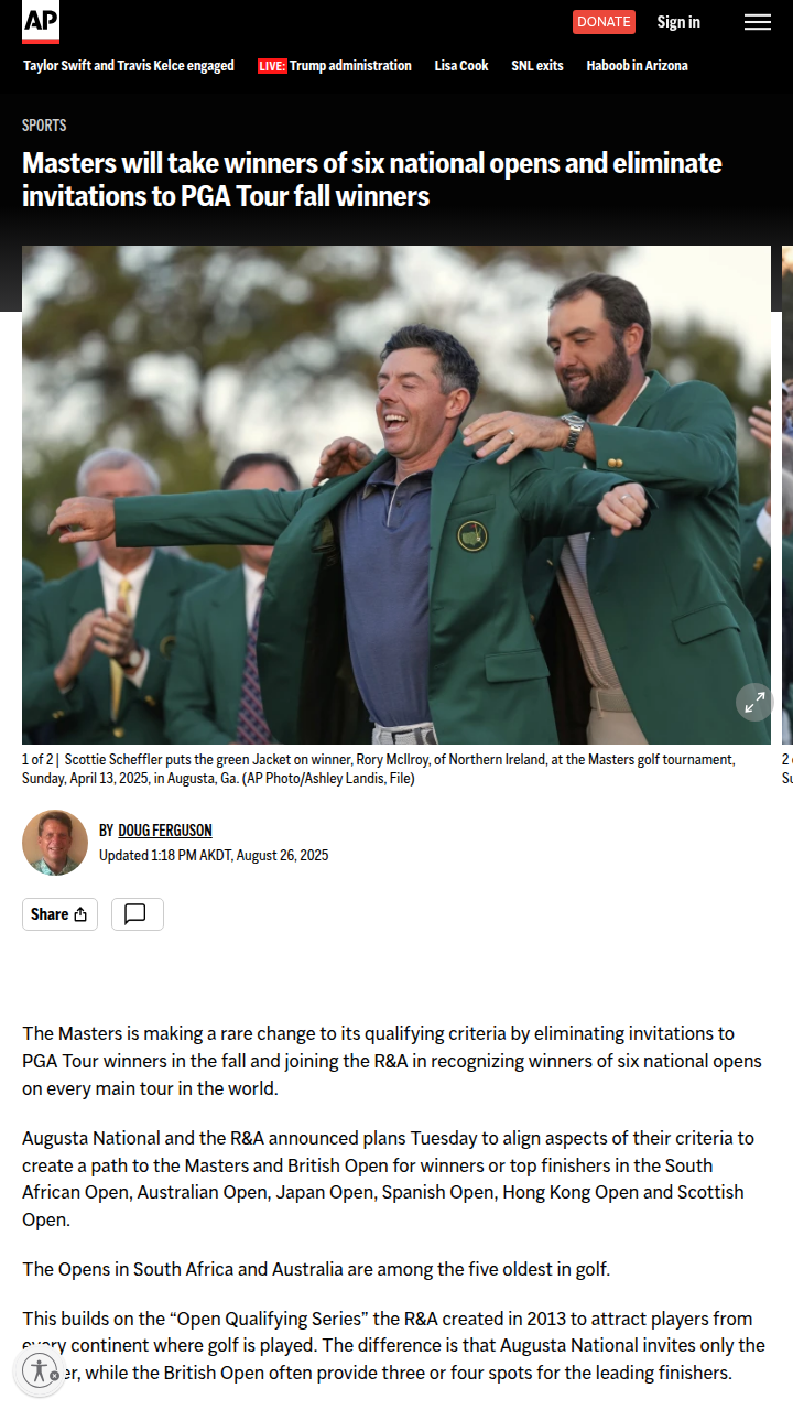 Masters Shakes Up Qualifying: No More Fall Freebies!
