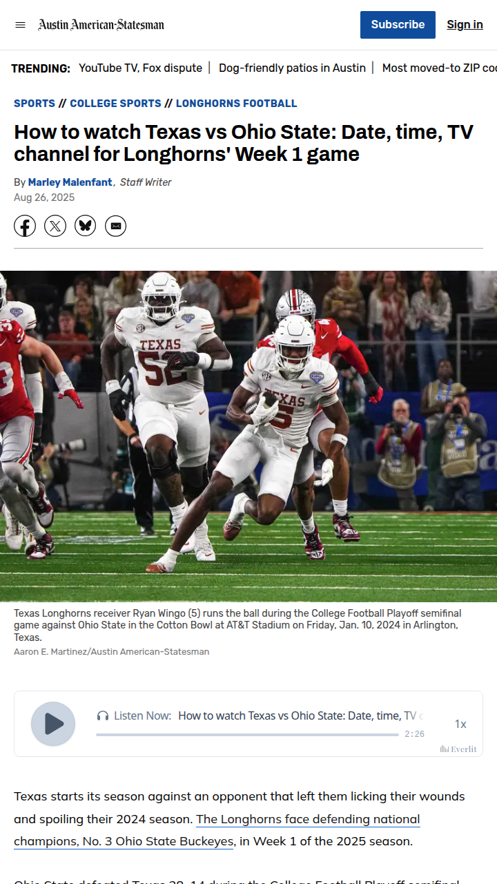 Texas vs Ohio State: Arch Manning’s big debut